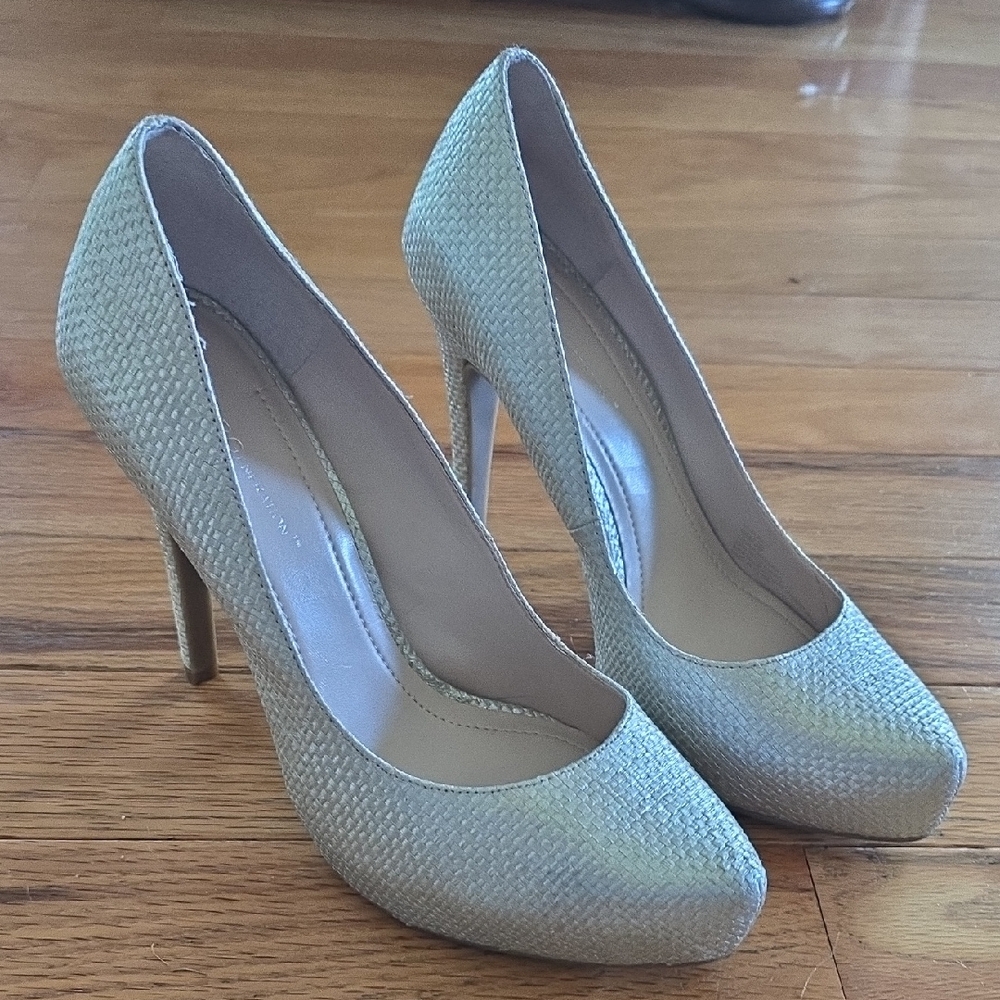 BCBGeneration Silver Cream Stiletto Heels